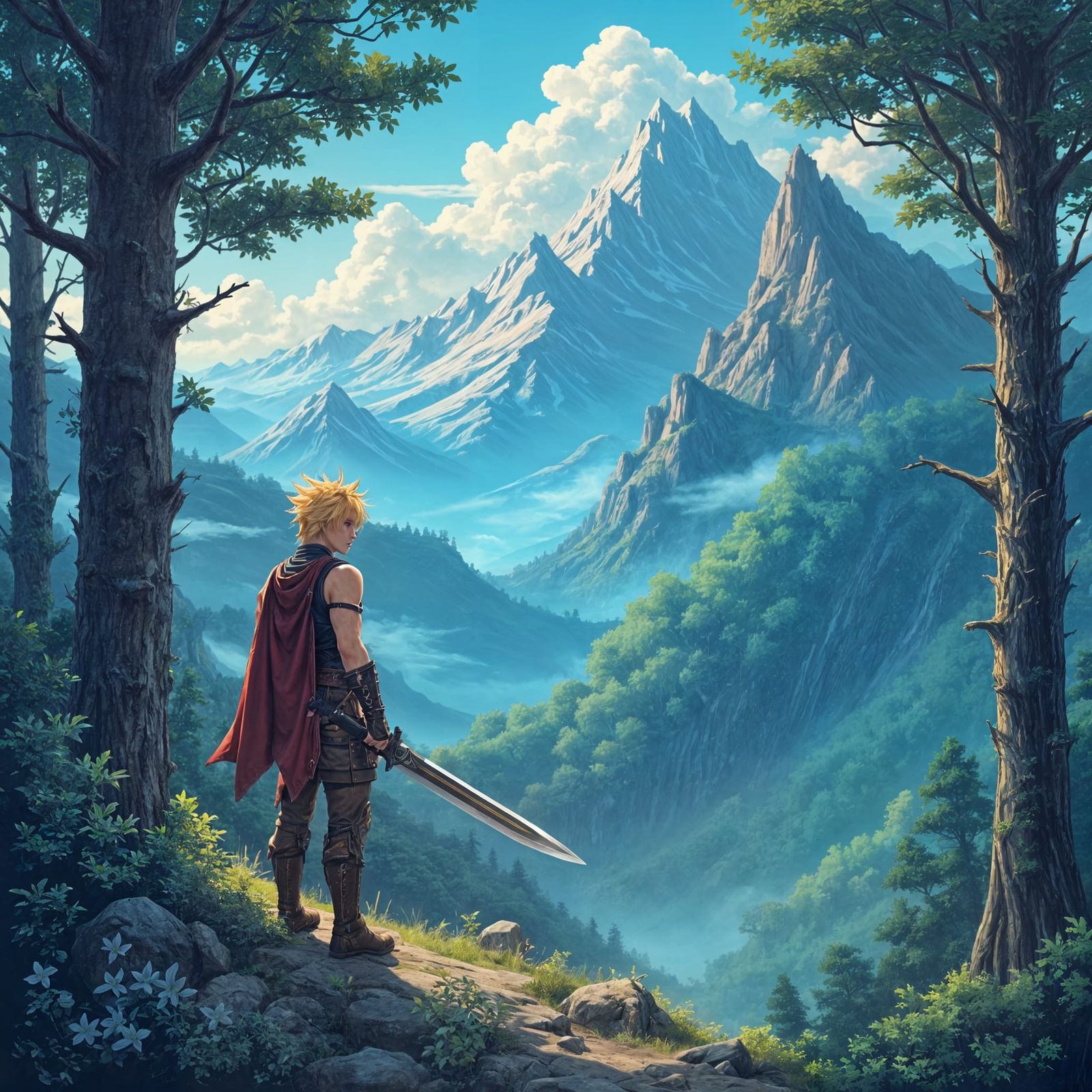 Pixel Art JRPG Character with Large Sword