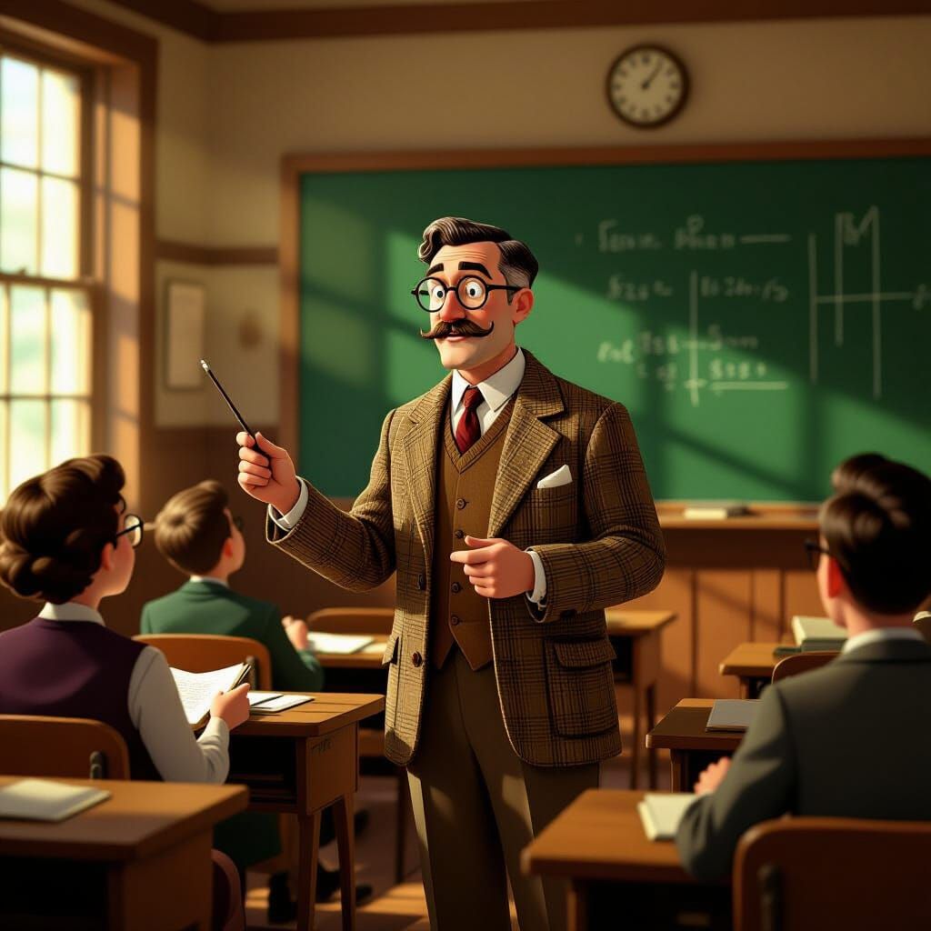 1921 Teacher in Vintage Cartoon Style