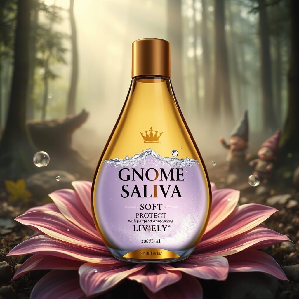 Luxurious Gnome-Inspired Skincare Bottle in Mystical Forest ...