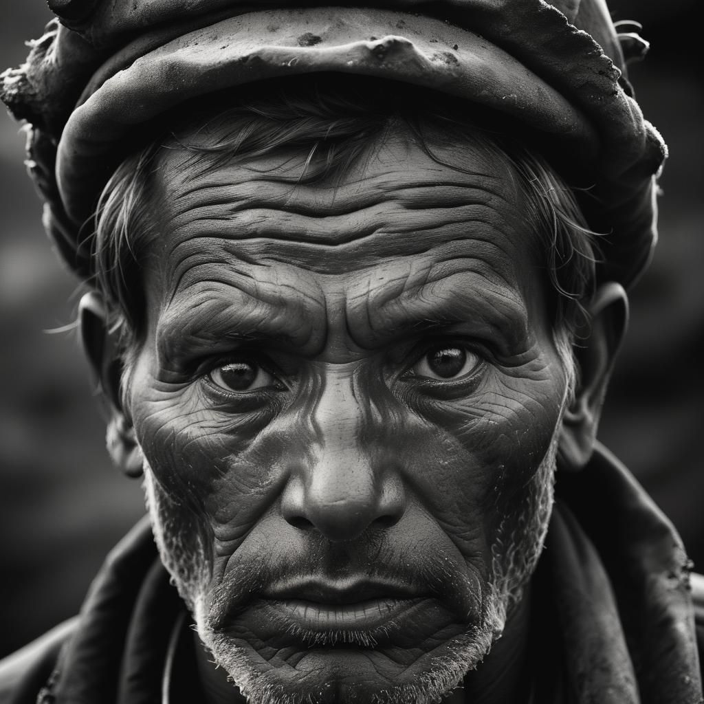 Miner Portrait in Black and White Photography