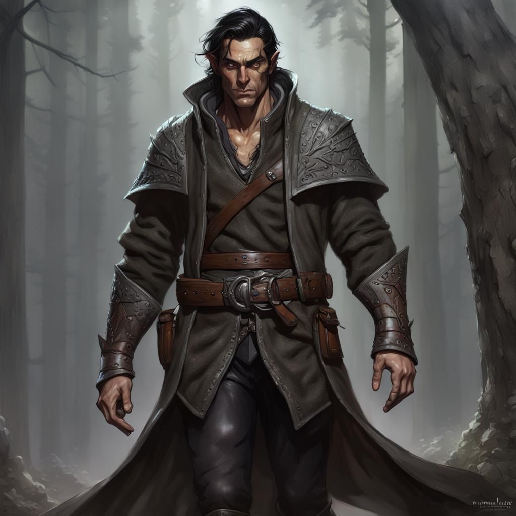 Detailed Male Elf Character in Dark Fantasy Style