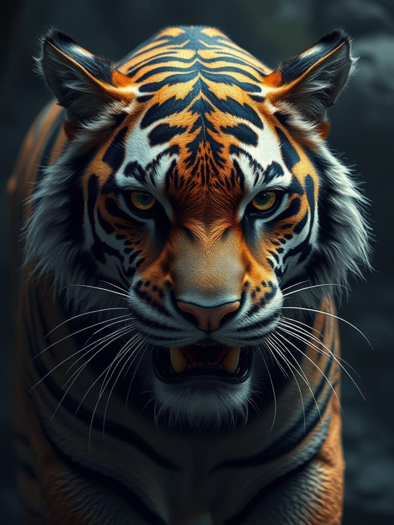Alien Tiger in Hyper-Realistic Digital Painting