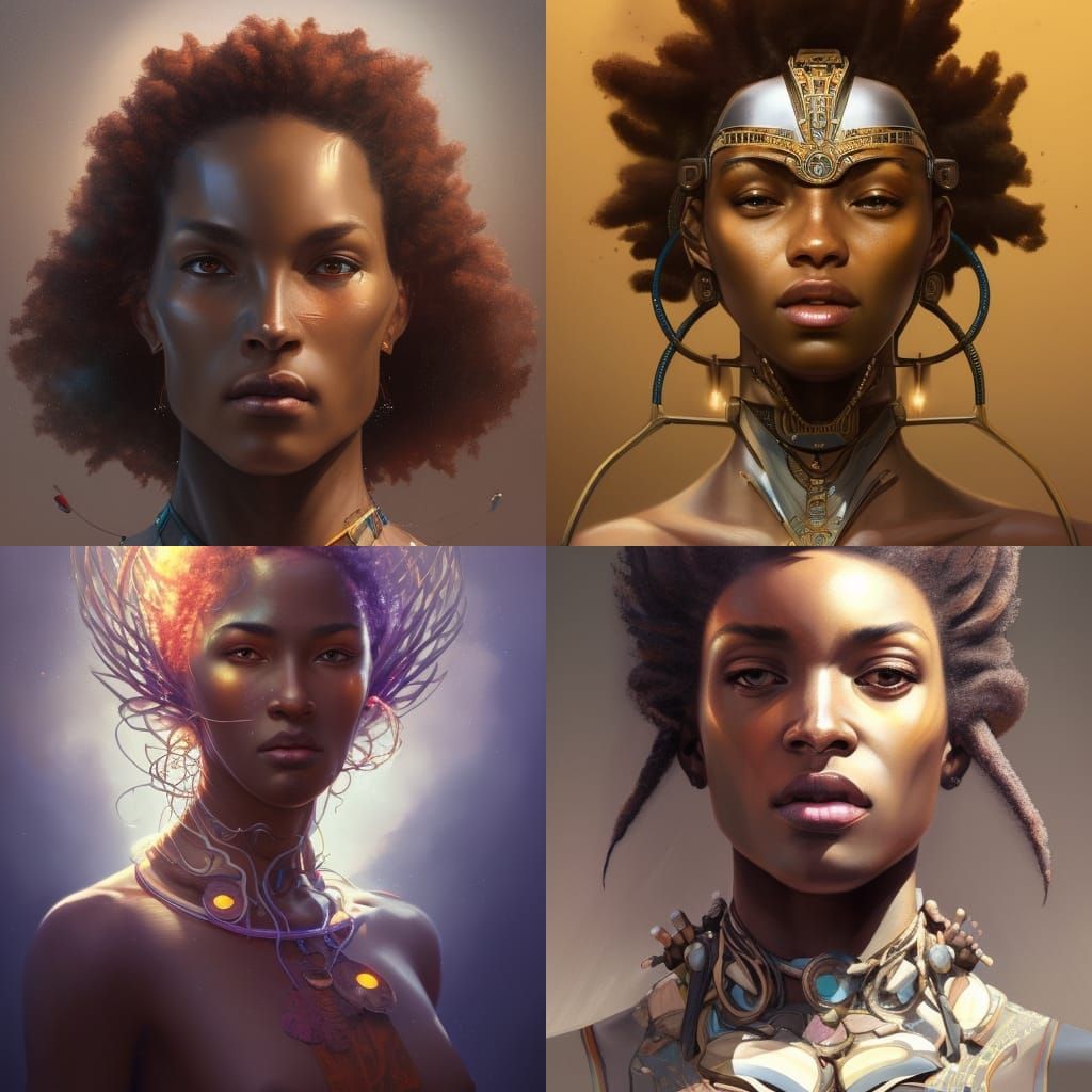 Afrofuturistic Woman Portrait in Digital Art Style
