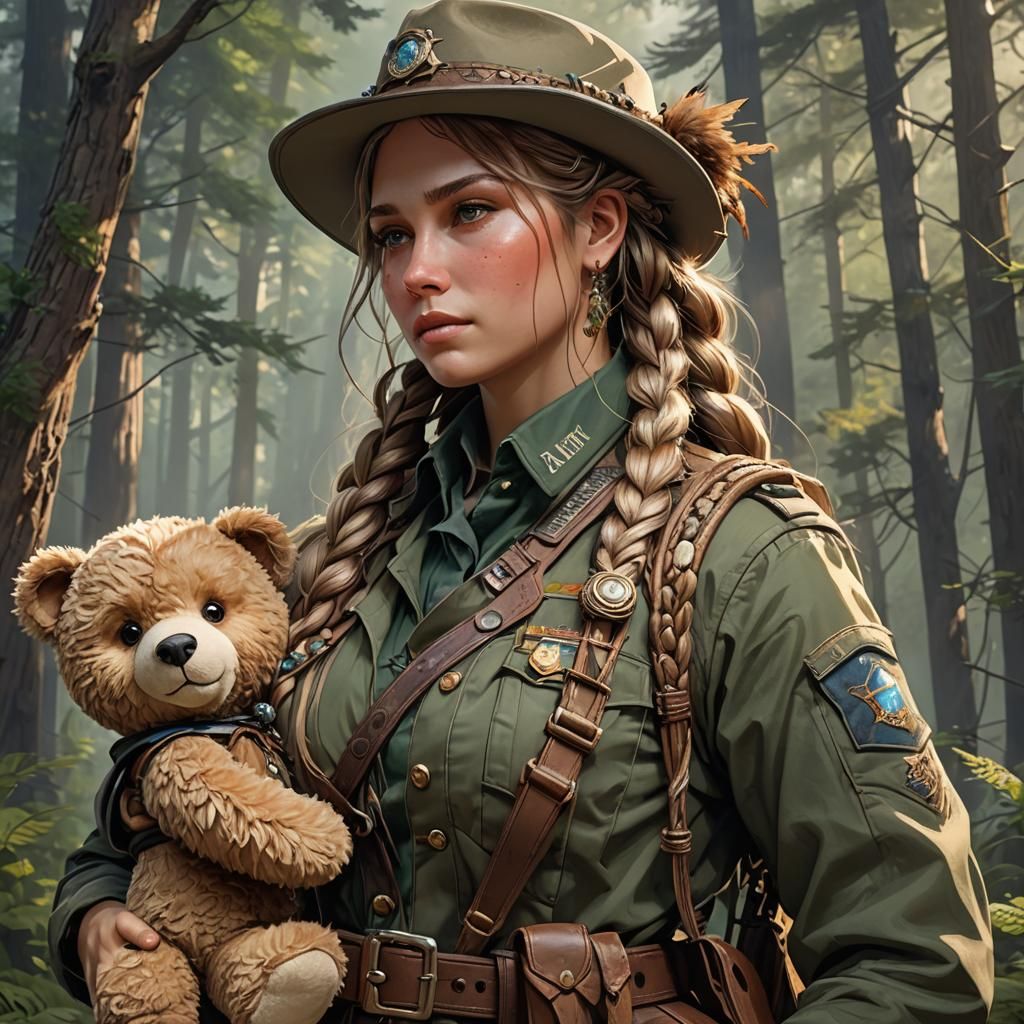 German Forest Ranger Portrait in Hyperdetailed Digital Art