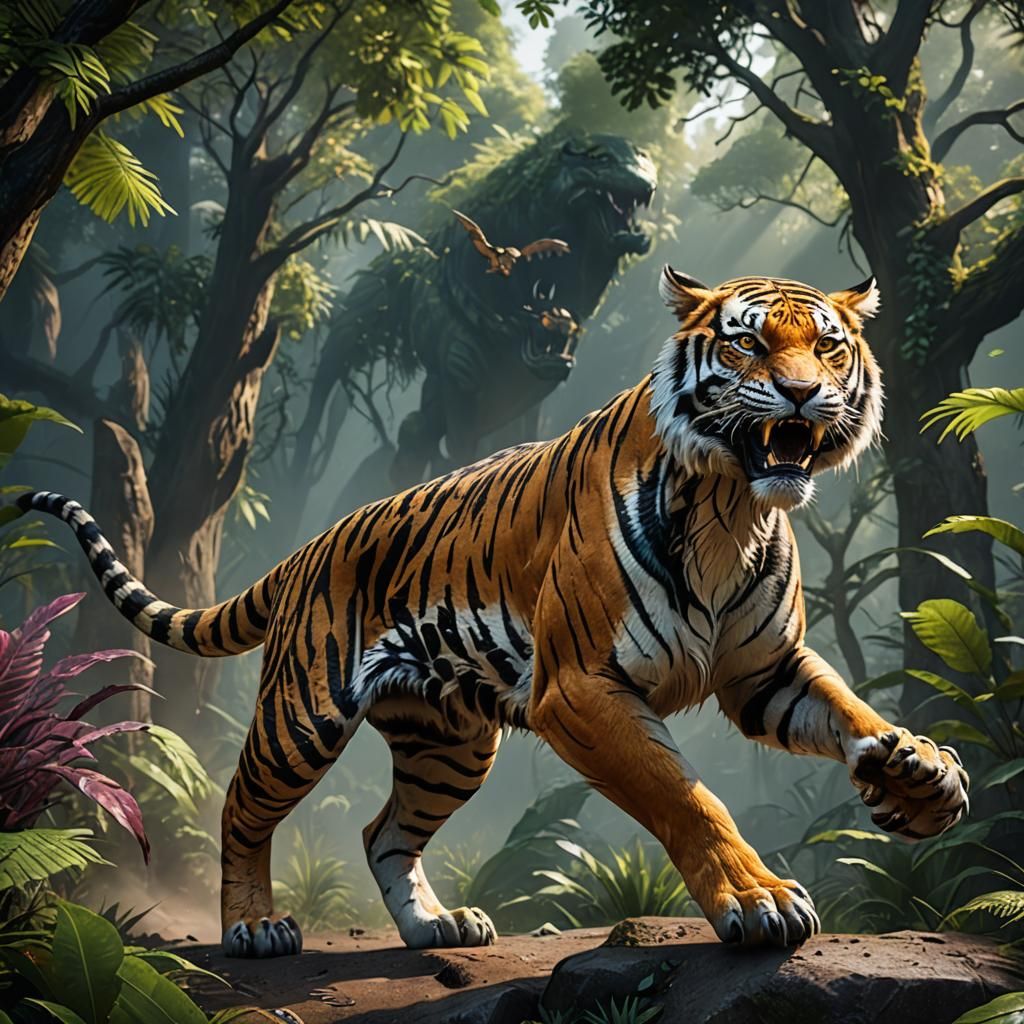Raptor Tiger Hybrid in Detailed Matte Painting