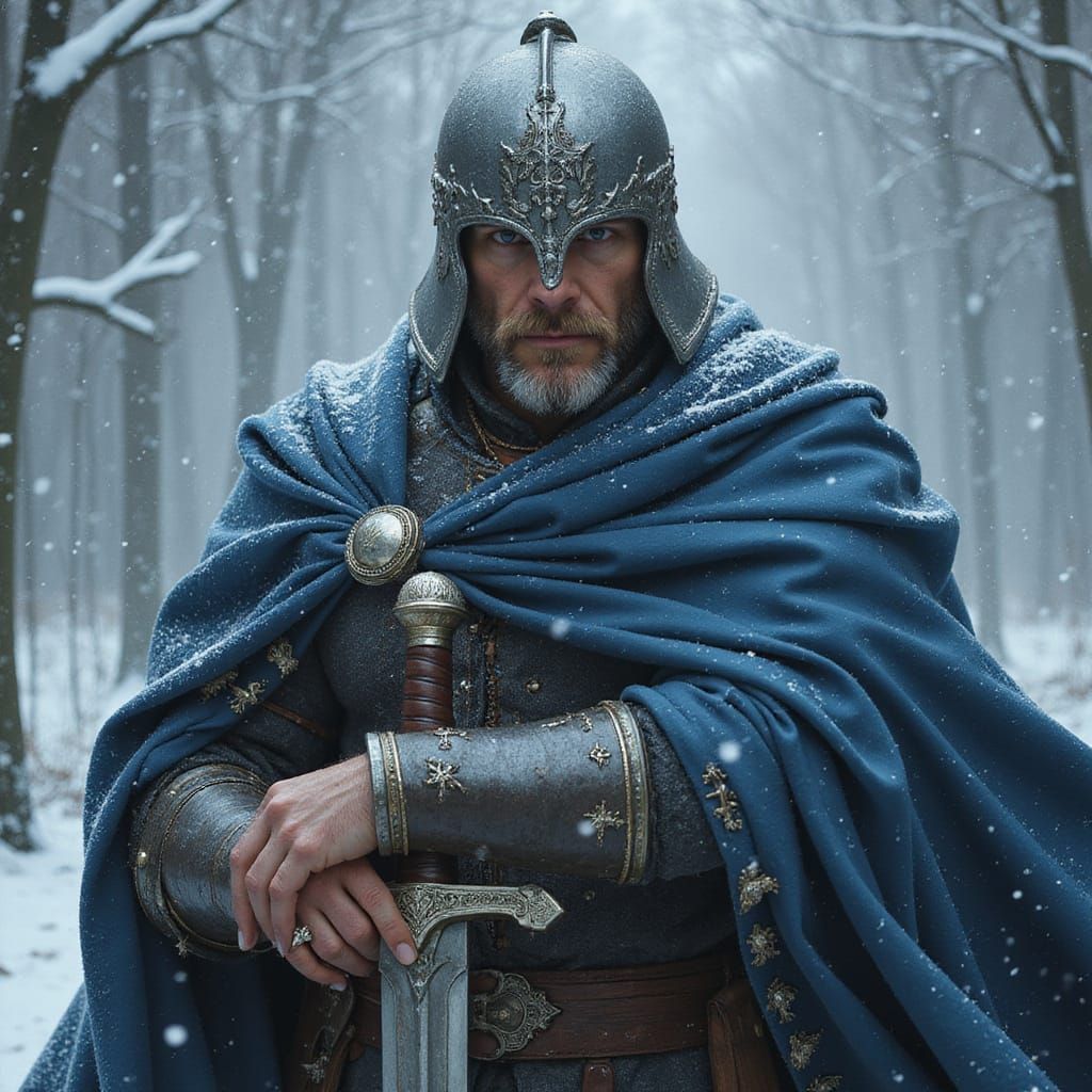 Heroic Dark Fantasy Warrior in Majestic Regalia