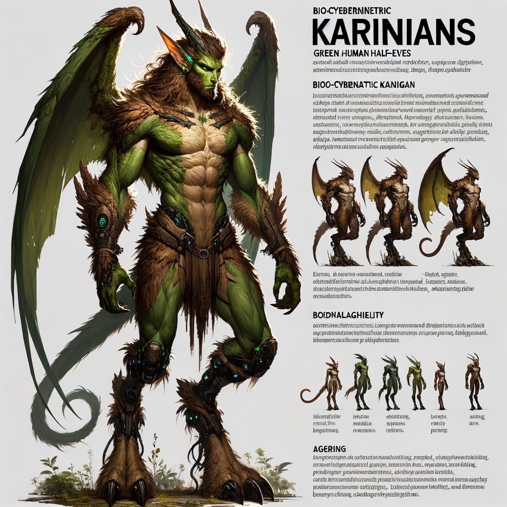 Primal Cybernetic Half-Elves with Wings and Claws