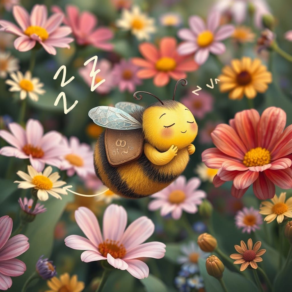 Sleepy Bee's Garden Flight in Beatrix Potter Style