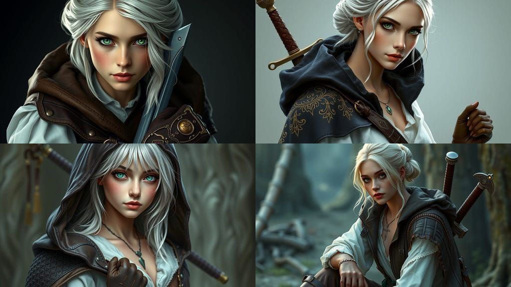 Hyper Realistic Fantasy Portrait of a White Haired Woman in ...