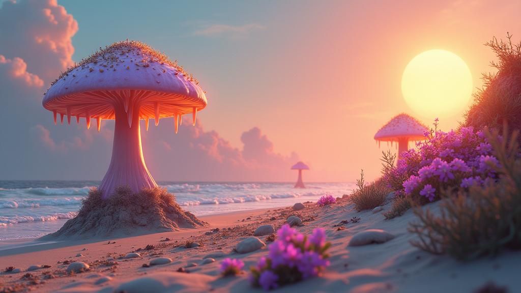 Alien Beach Fungus Planet in Ultra HD Realism