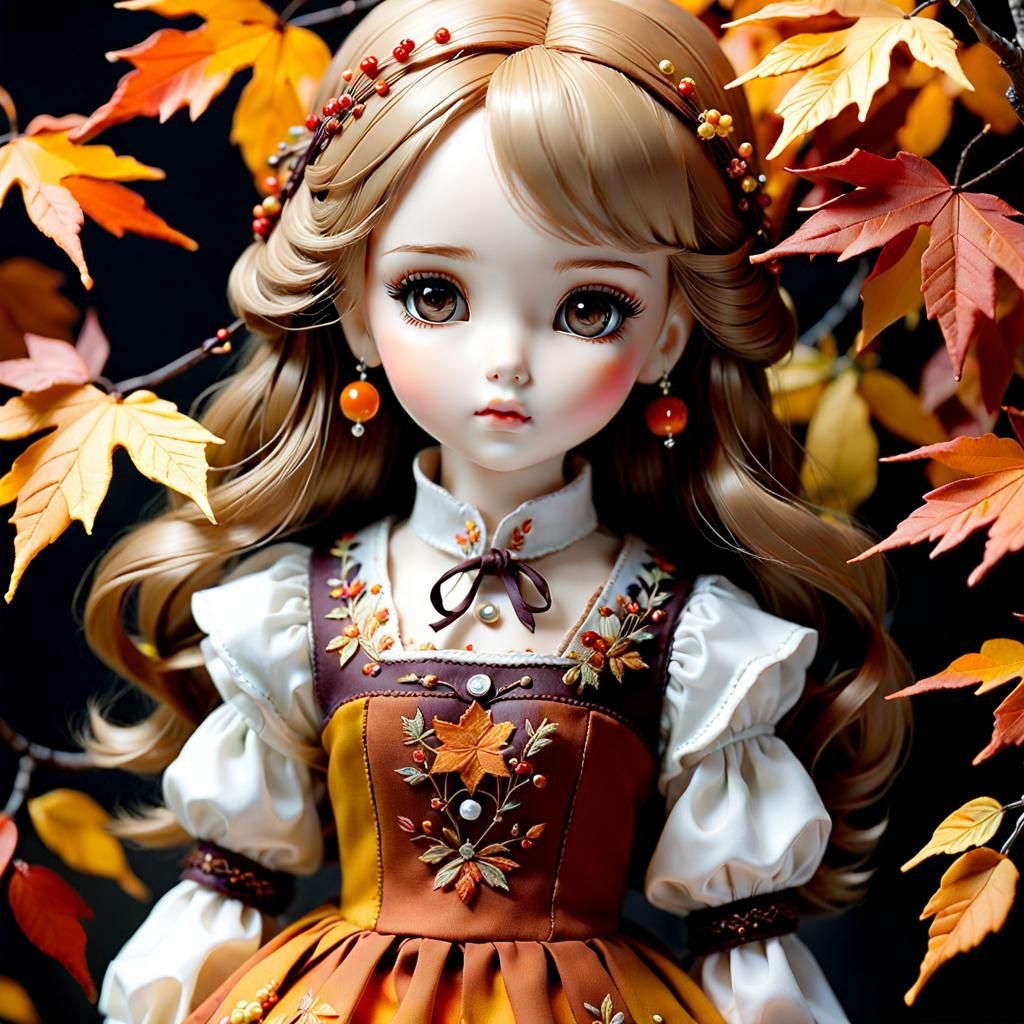 cute autumn porcelain doll