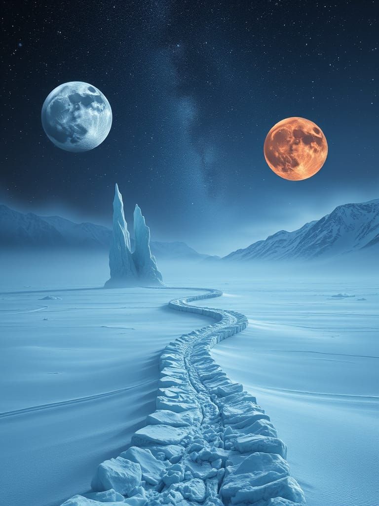 Ethereal Ice Ghat in Arctic Wasteland, Cyberpunk Style