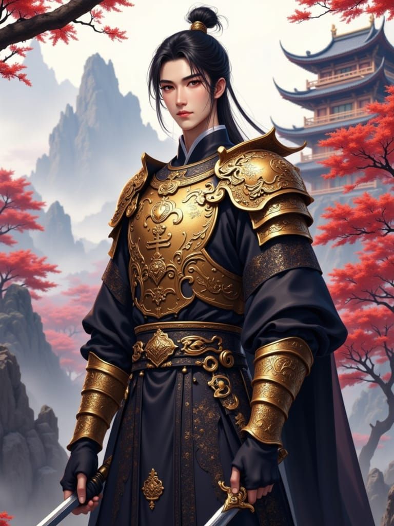 Young Warrior in Golden Armor, Donghua Style