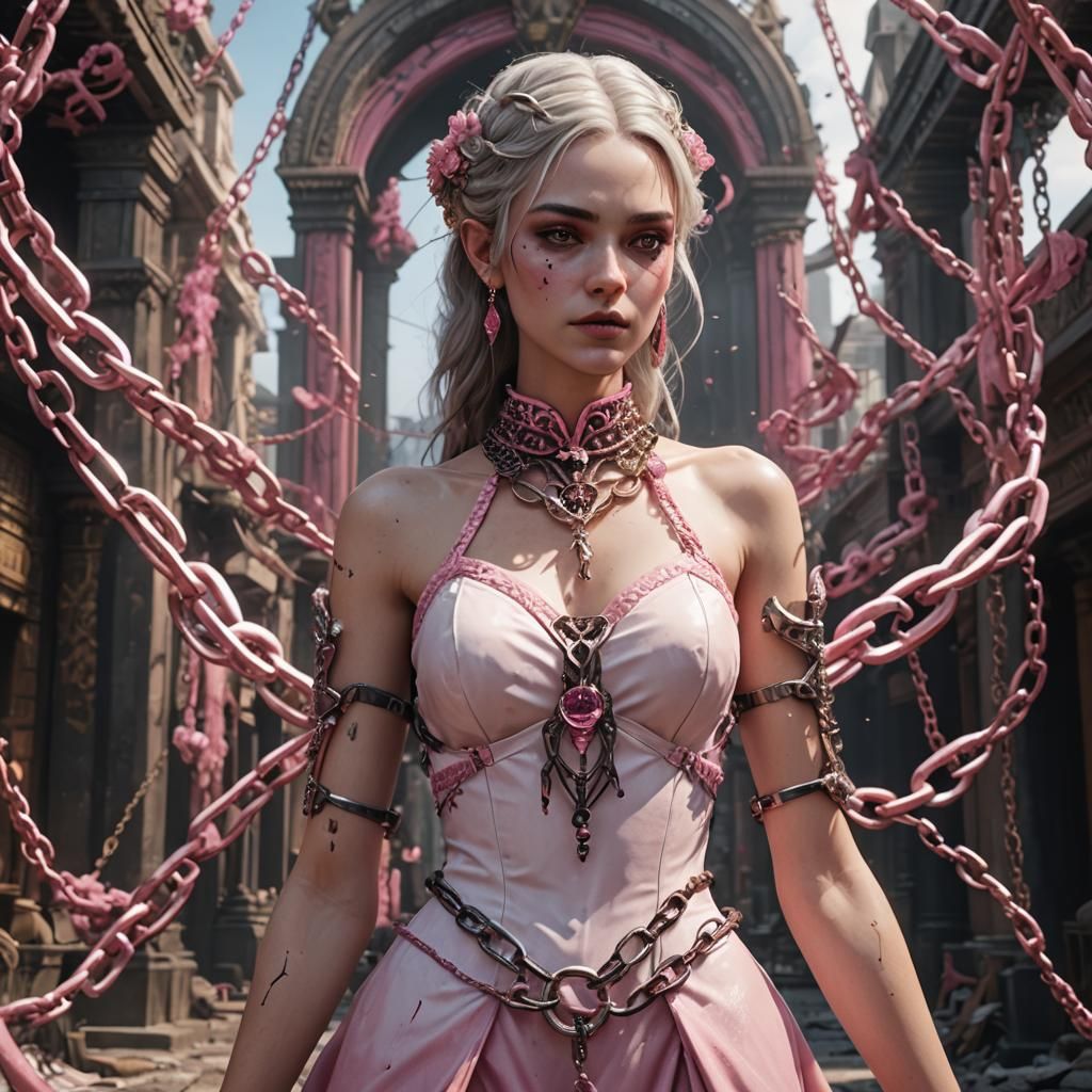 Ethereal Goddess with Multiple Arms and Dark Eye in Vibrant ...