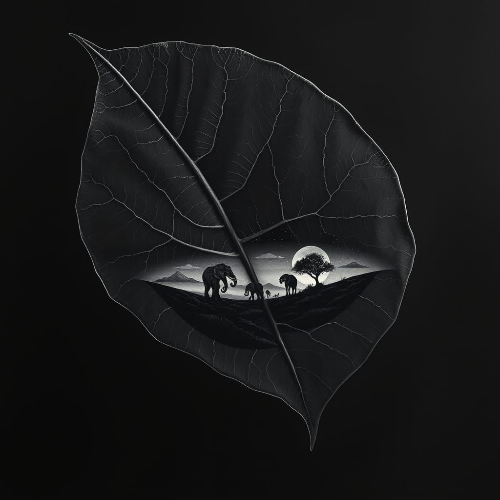 Surreal Leaf Reveal: African Nightscapes in a Gigantic Canva...