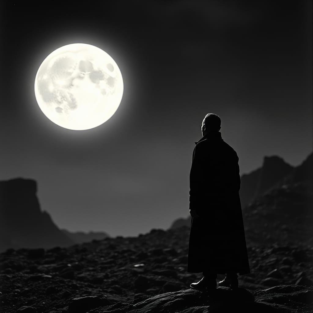 Man in Haunting 1920s-Style Black and White Portrait