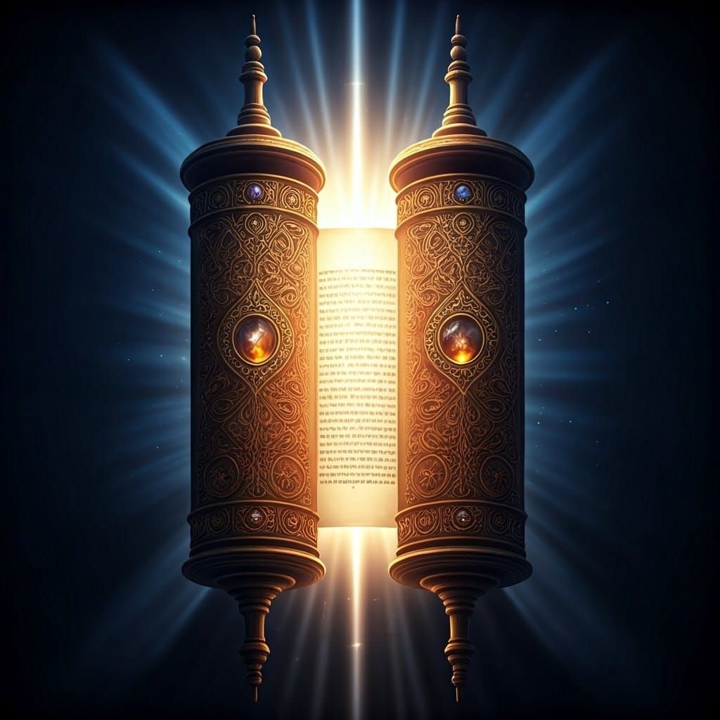 Illuminated Torah Scroll Radiating Ethereal Light