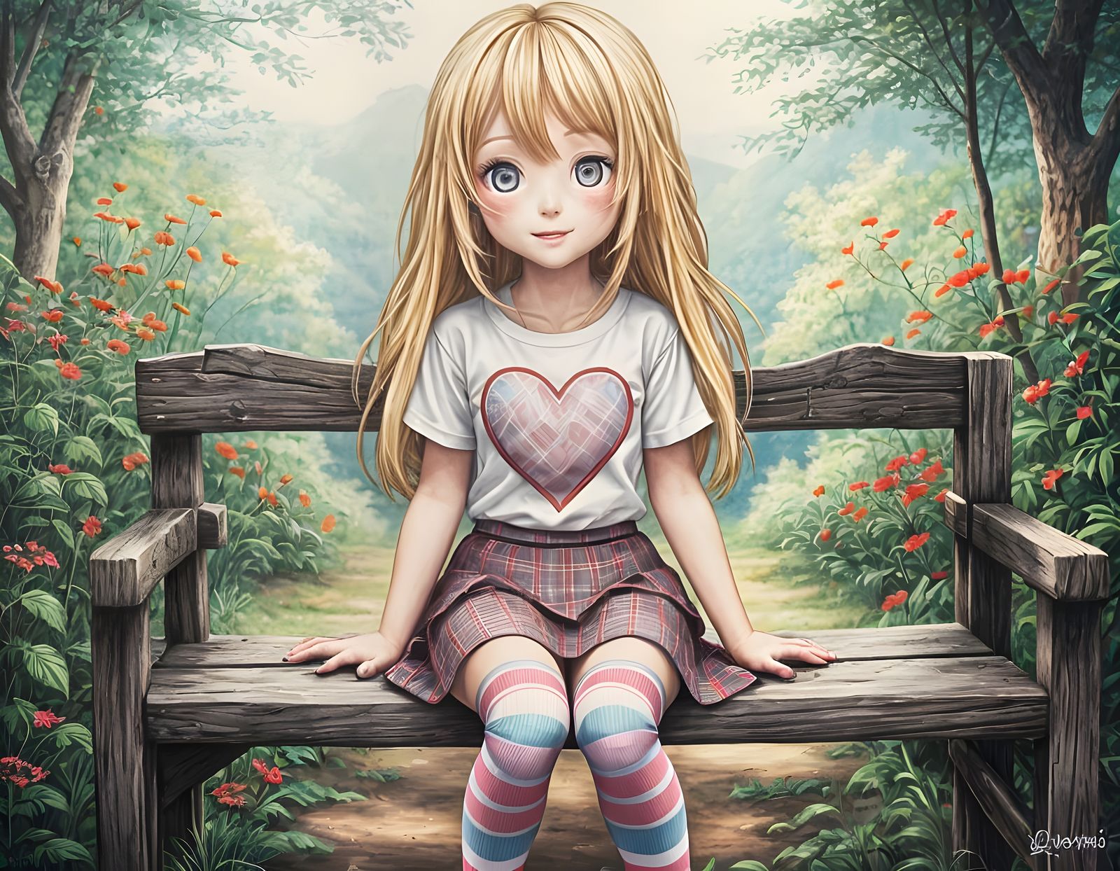 Yuno from Hidamari Sketch in Vibrant Digital Art