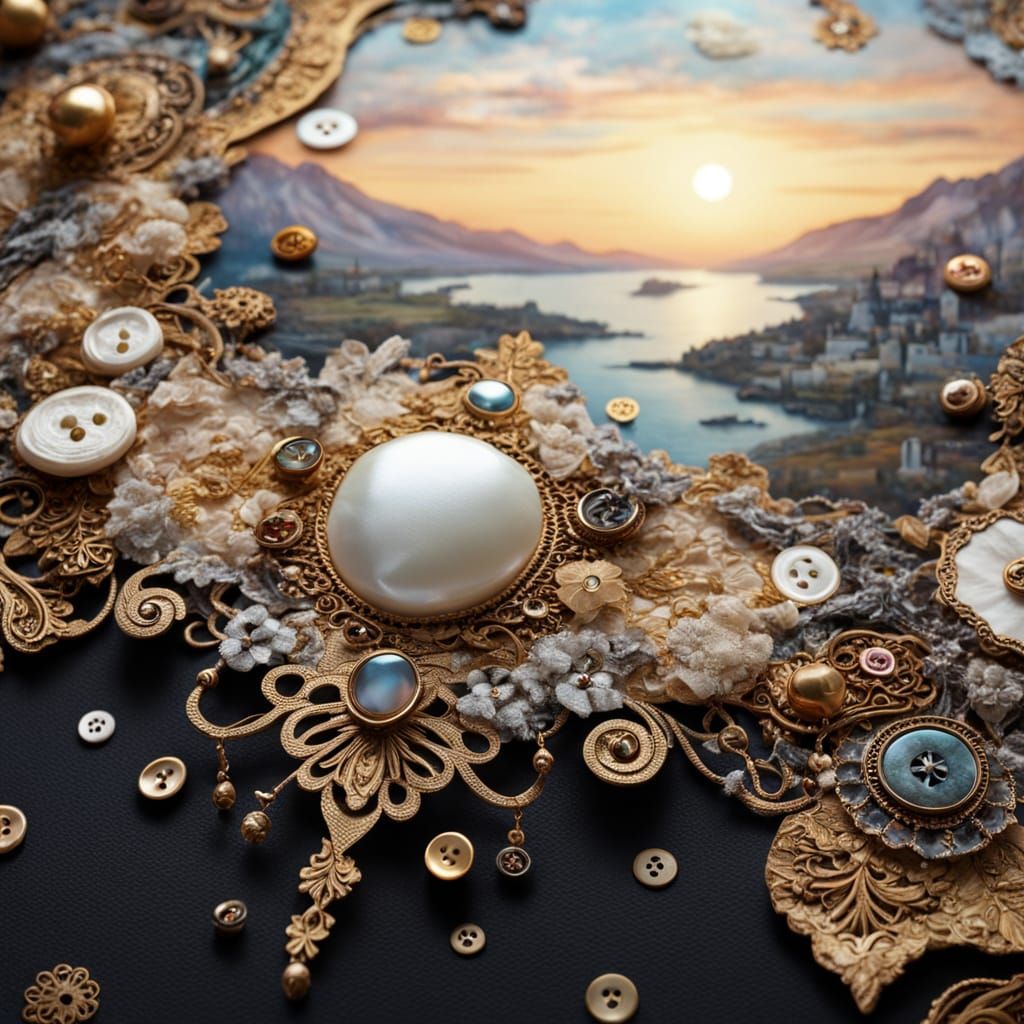 Detailed Mixed Media Collage of Textures and Materials