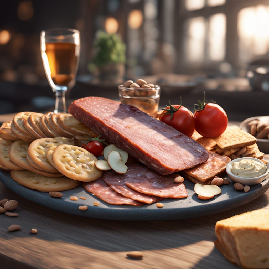 Delicious Charcuterie Board with Salami and Cheese