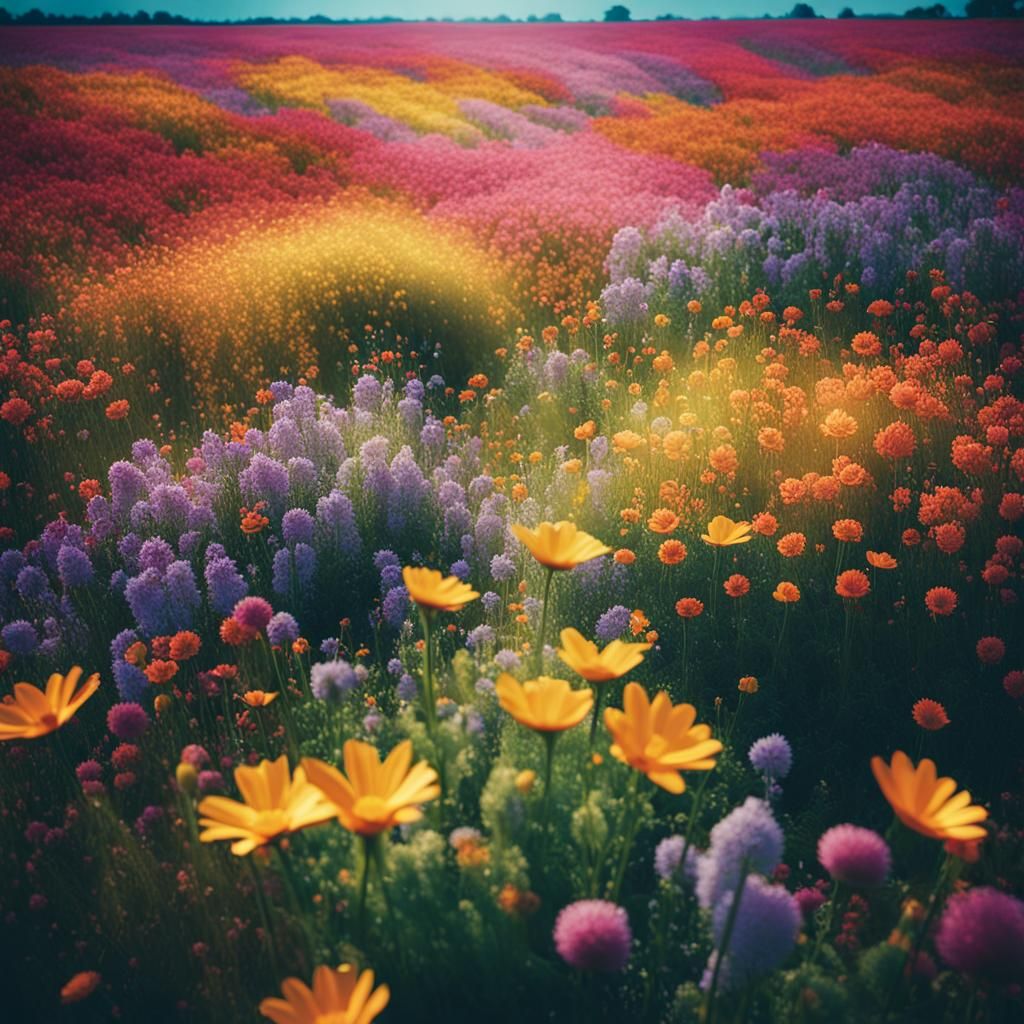 Vibrant Flower Field in Cinematic Style