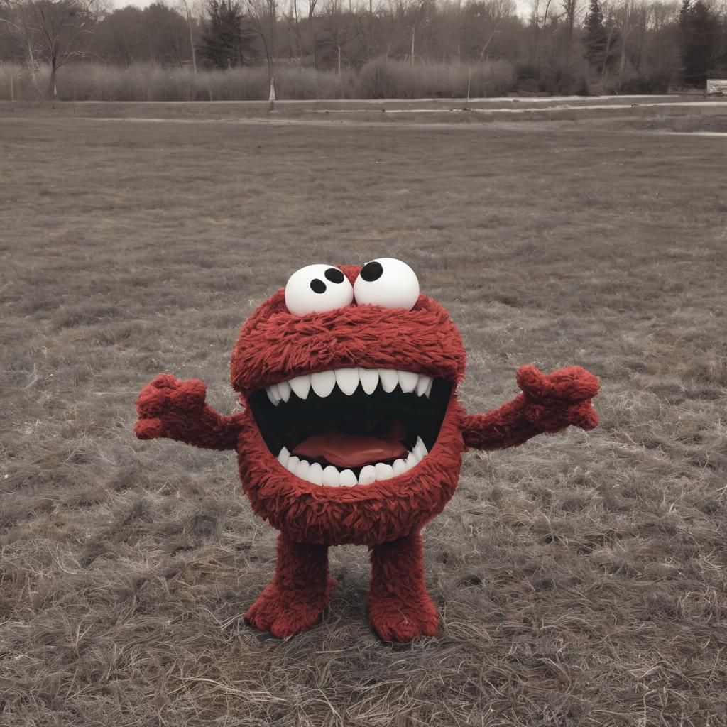 Giant Evil Elmo with Teeth