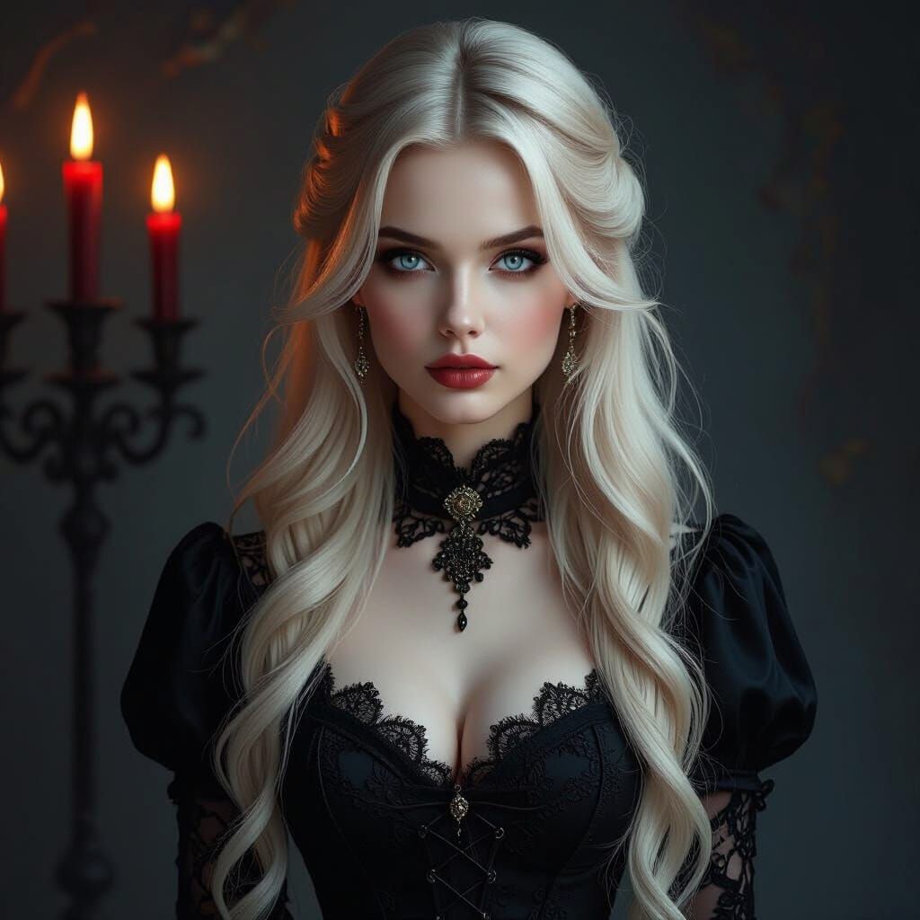 Gothic Victorian Woman in Candlelight