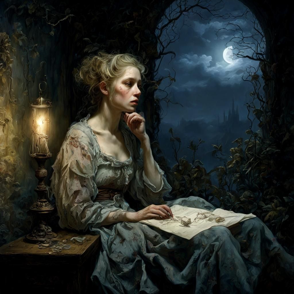 Forgotten Prisoner in Moonlight: Detailed Matte Painting