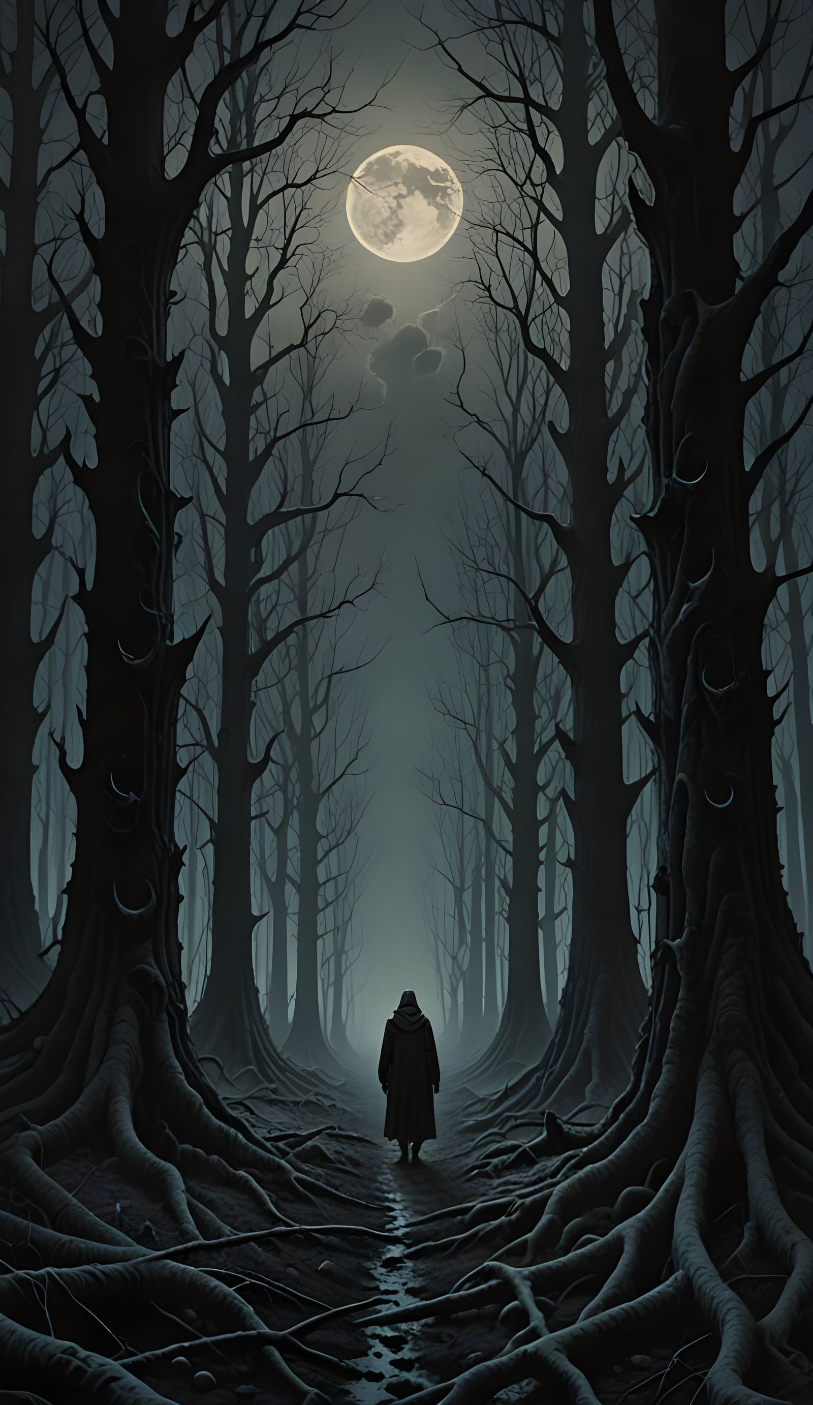 Ethereal Winter Landscape in Dark Expressionist Style