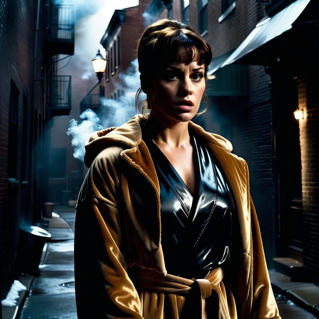 Gritty Film Still: Female Boxer in Philadelphia Alleyway