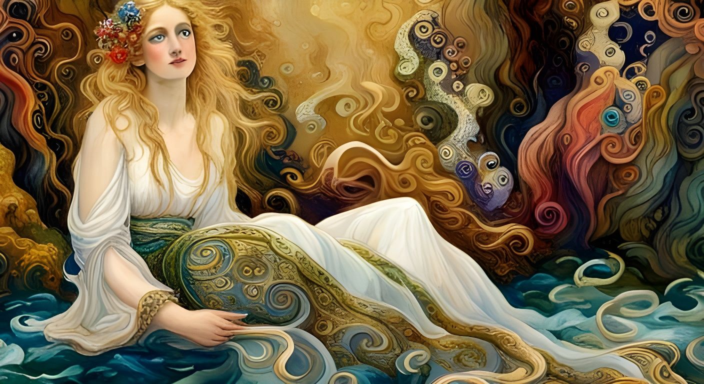 Calypso at Sea's Edge in Art Nouveau Style