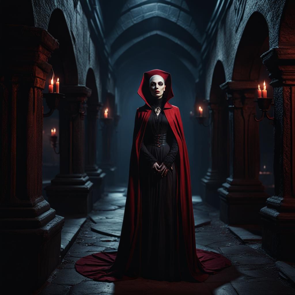 Female Nosferatu Vampire in Detailed Matte Painting