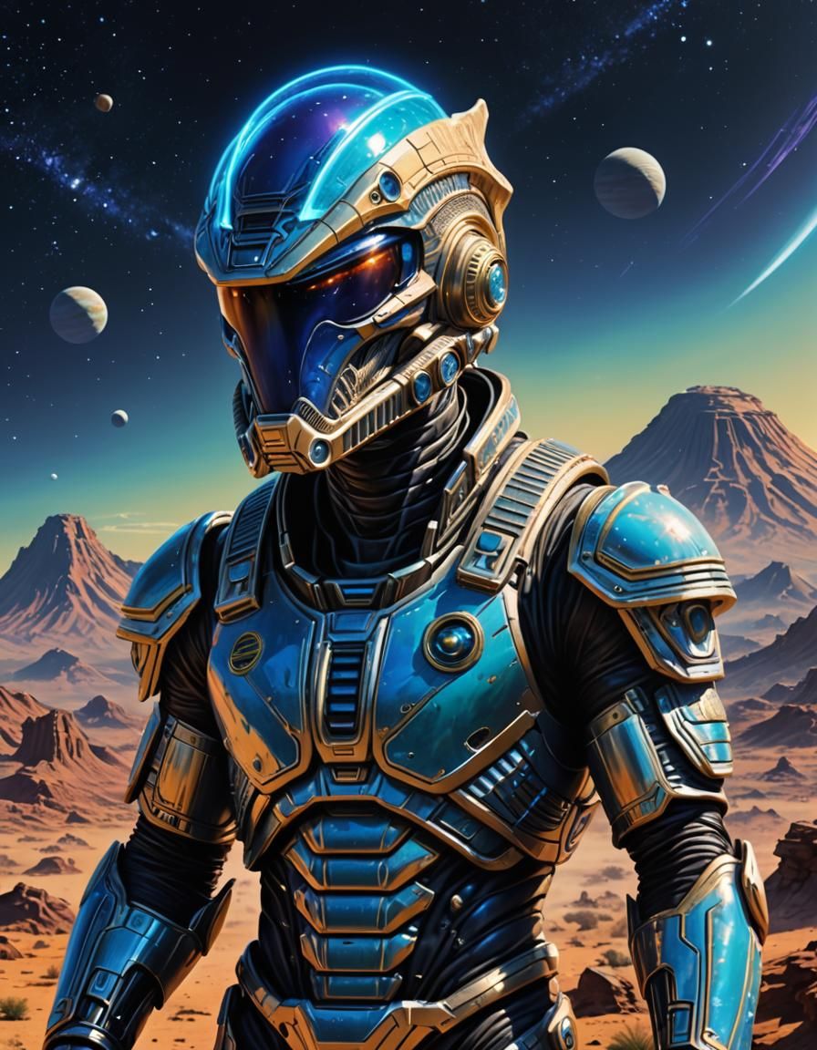 Alien Dinosaur , wearing a spacesuit