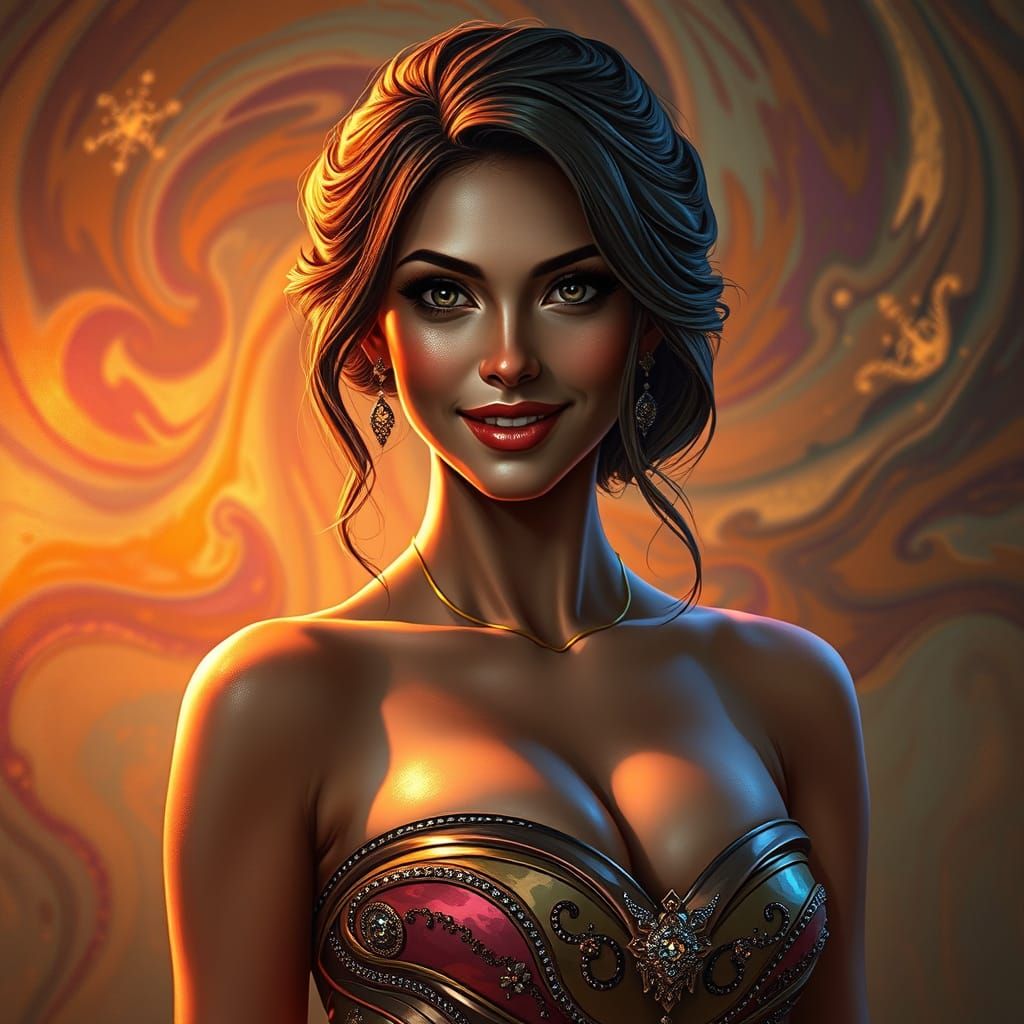 Sensual Goddess in Luxurious, Hyperrealistic Splendor