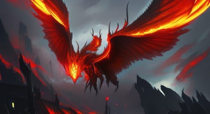 Dragon Burns City: Dark Fantasy Concept Art