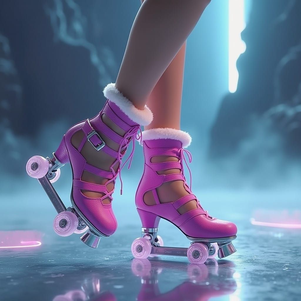 Woman's Vibrant Fuchsia Platform Sandal Roller Skates in Fan...