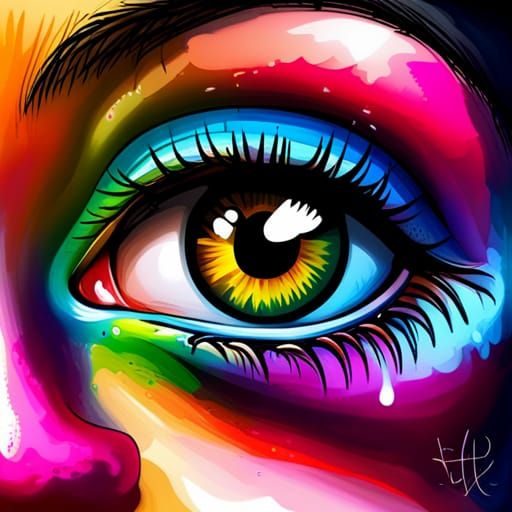 Colorful Eye Graffiti Art in Splash Style