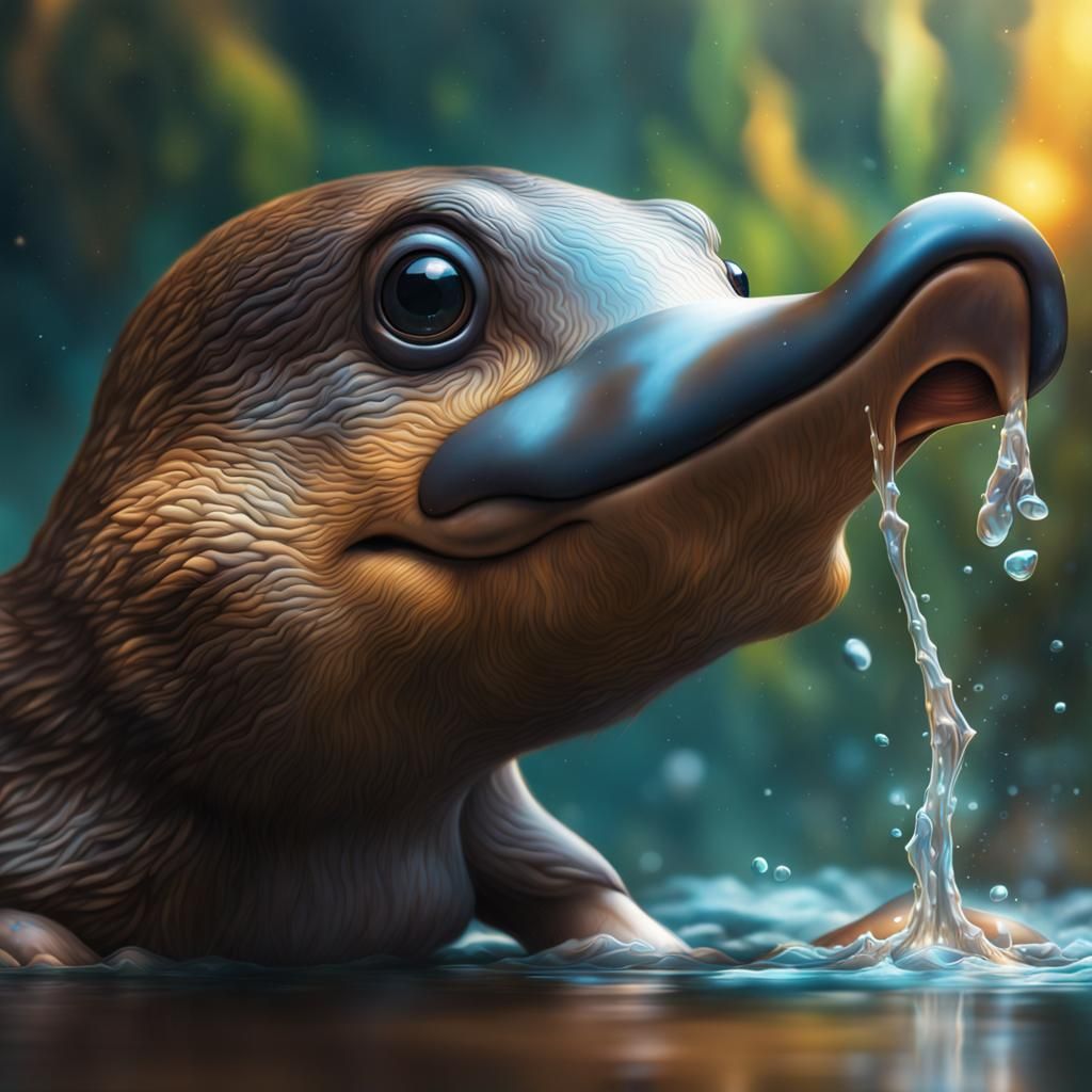 Cute Platypus in Hyperrealistic Digital Art