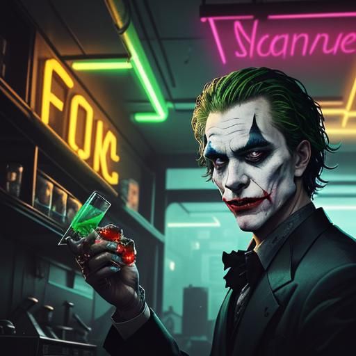 Joker's Neon Laboratory Confrontation: A Cinematic Film Stil...