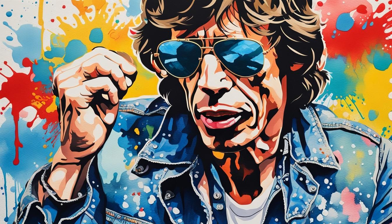 Mick Jagger Pop Art Portrait on Highway