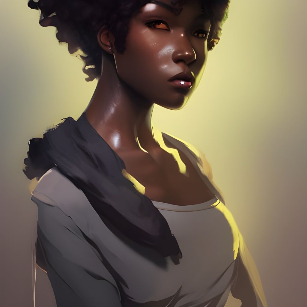Anime Portrait of Black Girl in Digital Art Style