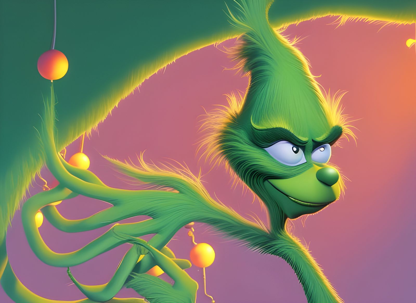 Green Grinch in Comic Book Style