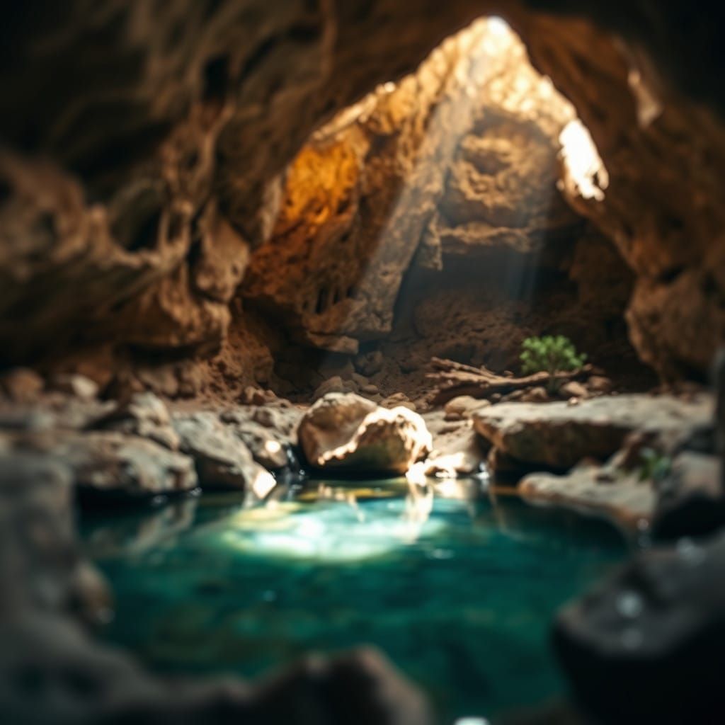 Surreal Troglodyte Cave with Crystal Clear Water