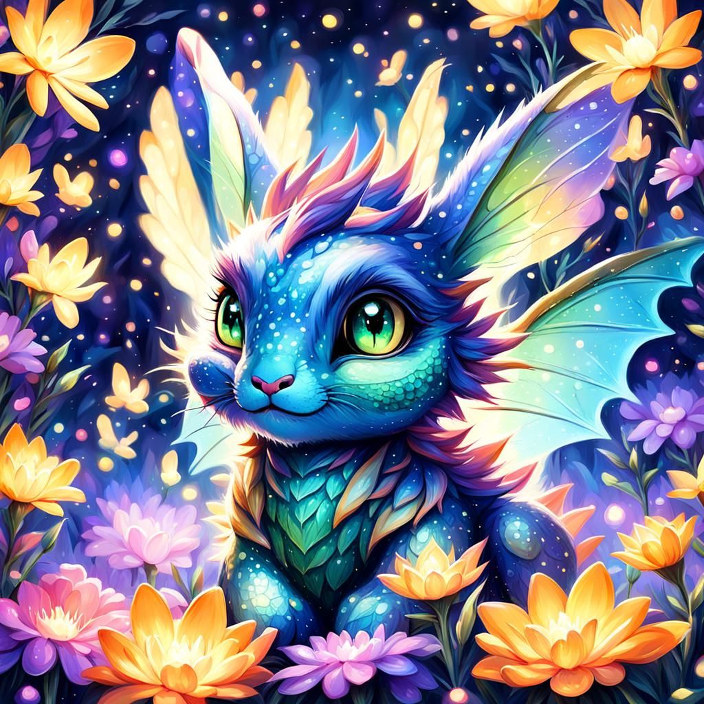 Adorable Dragon-Rabbit Portrait in Whimsical Style