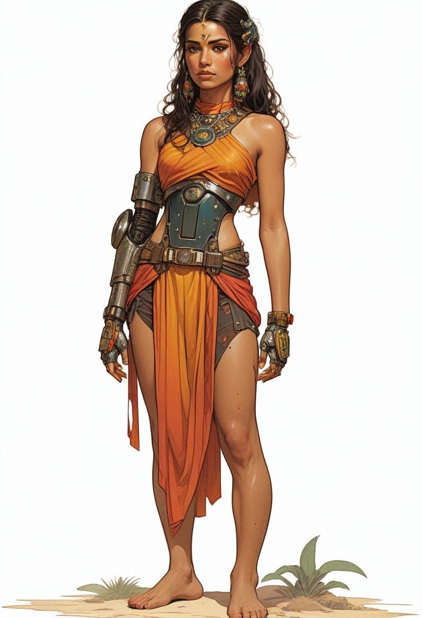 Gorgeous Female Cyborg from Star Wars in Vivid Sci-Fi Costum...