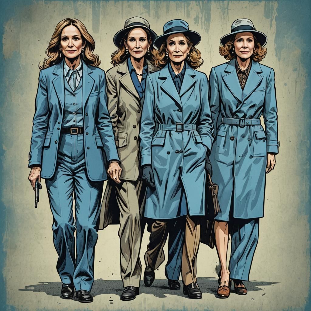 Elderly TV Stars in Robert Crumb Comic Style