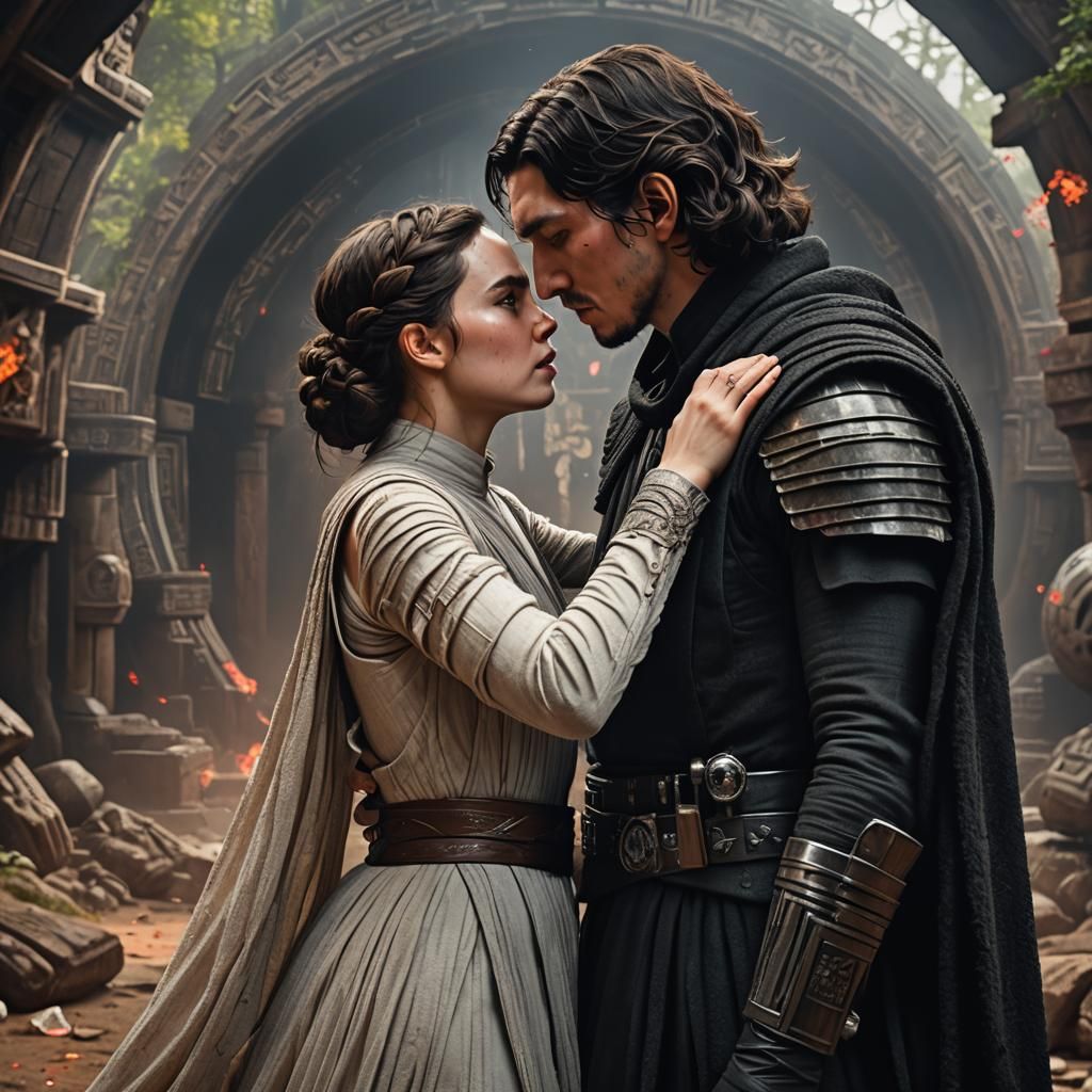 Kylo Ren and Rey Kiss in Yin-Yang Scene