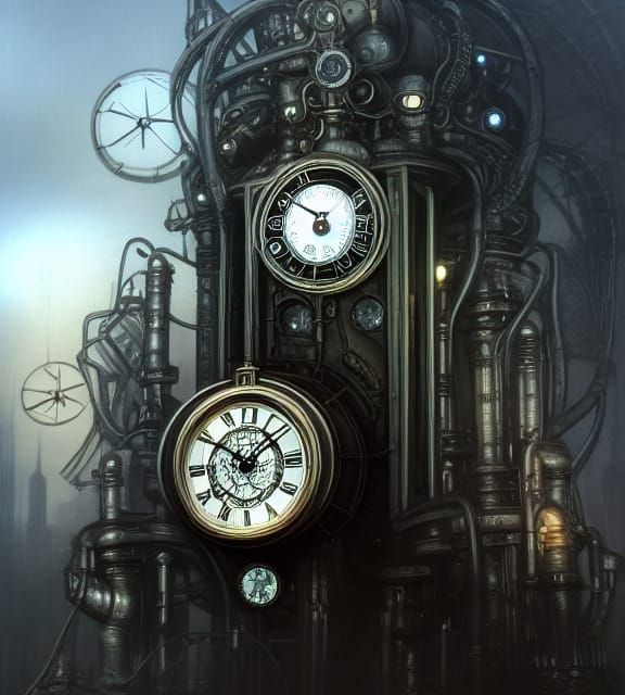 Lovecraftian Steampunk City in Clockpunk Style