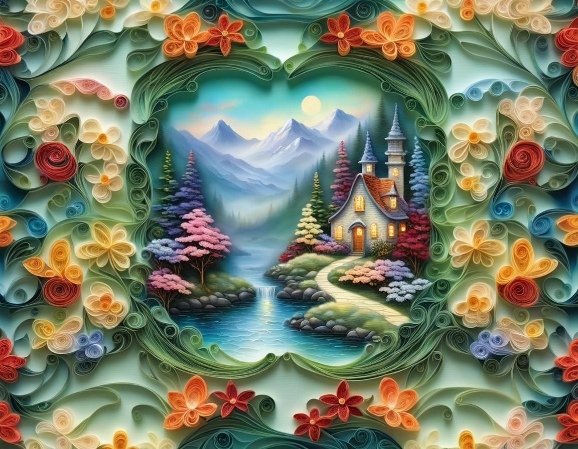 Ethereal Floral Beauty in a Quilling Style