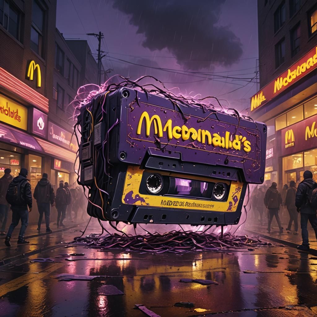 Giant Cassette Tape Descends on McDonald's
